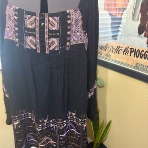 Free People Black and Purple Mini Dress